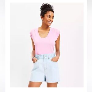 LOFT NWT paperbag pull-on high waist light denim shorts